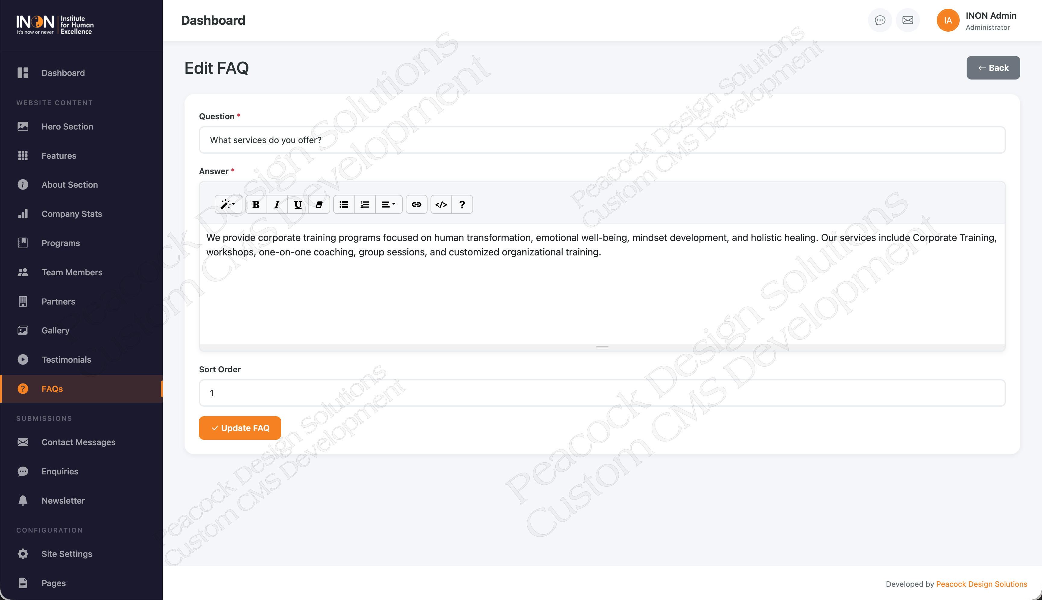 INON Institute CMS FAQ Editor